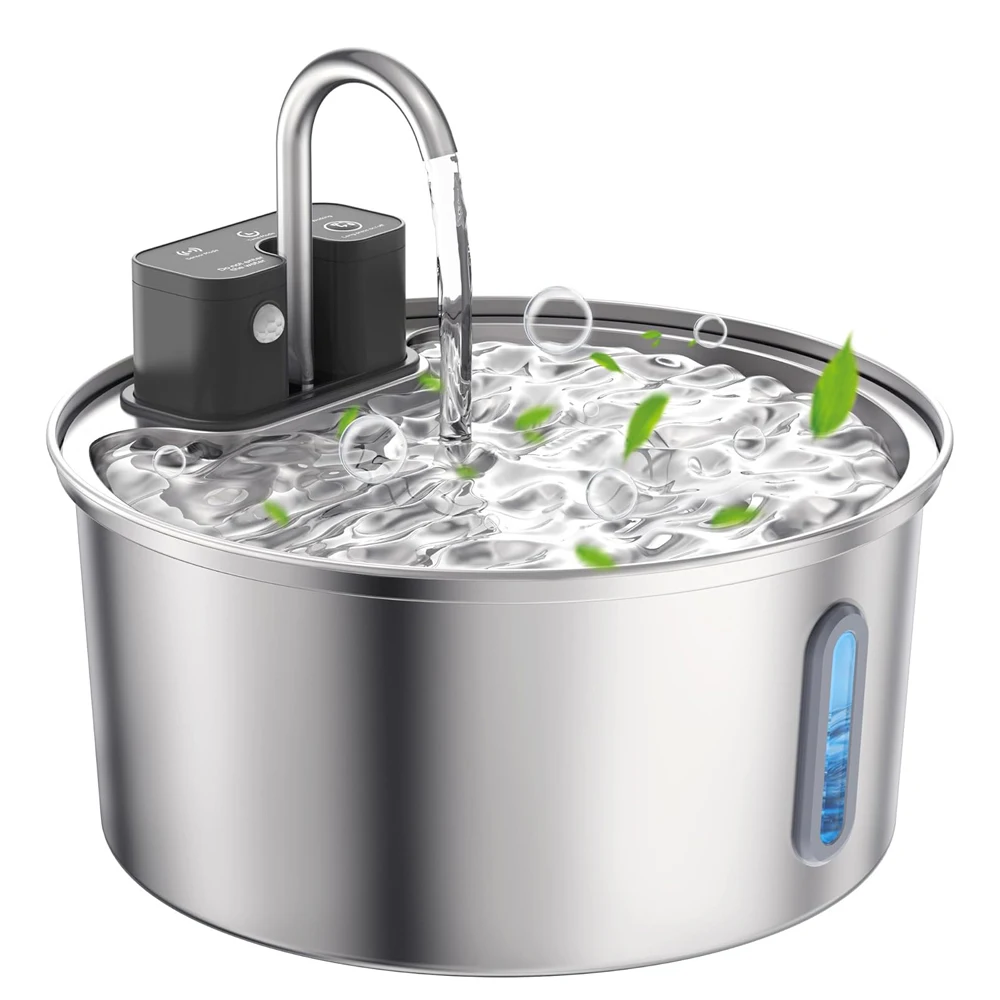 3.2L Wireless Stainless Steel Cat Water Fountain With 4000mAh Battery & Sensor Automatic Filtration Pet Water Drinker Dispenser